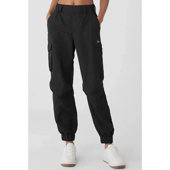 ALO High Waist Break Line Jogger Pant Black XS Track Swishy Athletic Sporty - Picture 1 of 13